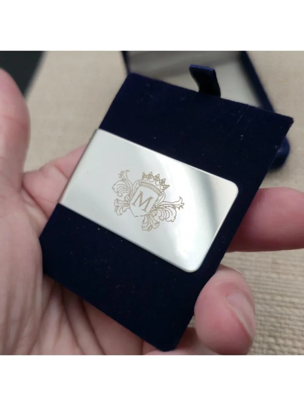 Morrissey Engraved Monogram Letter M Metal Money Clip with Presentation Box B132